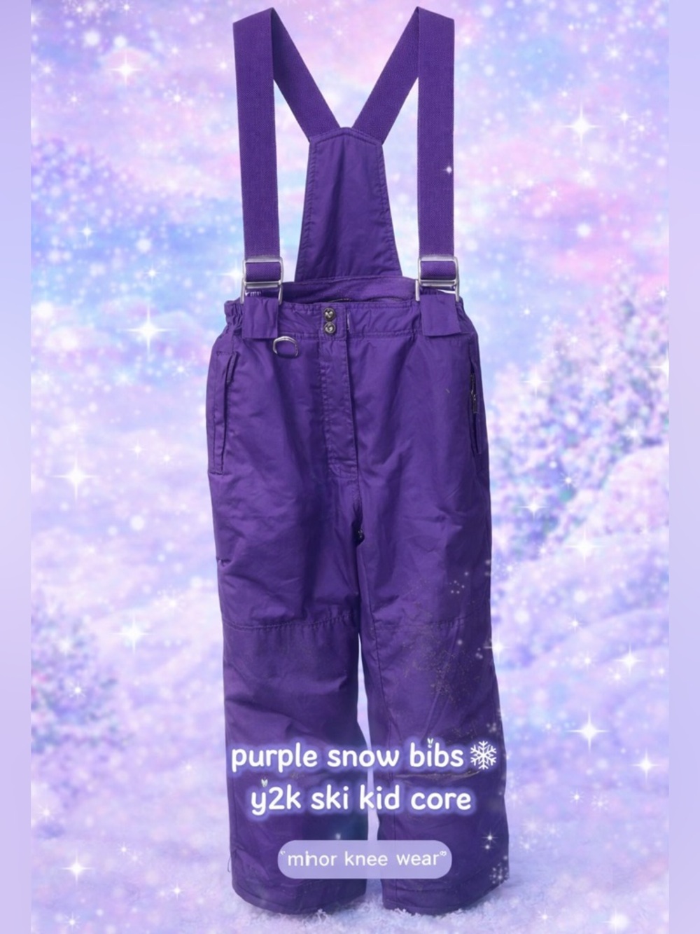 Weatherproof 32° Kids Purple Snow Bib Pants Size M 10/12 Insulated Ski Winter
